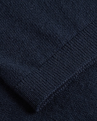 Textured Knit Johnny Collar Cotton Sweater Polo
