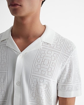 Patchwork Pointelle Cotton-Blend Sweater Polo
