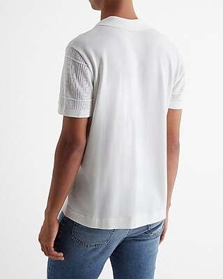 Patchwork Pointelle Cotton-Blend Sweater Polo