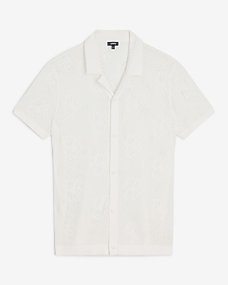 Perforated Floral Short Sleeve Sweater Polo