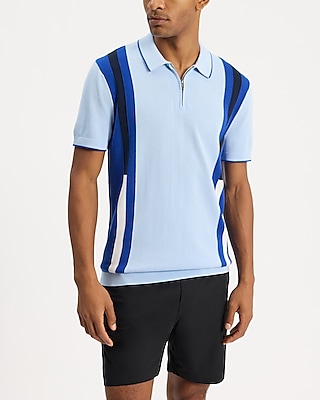 Side Striped Cotton-Blend Short Sleeve Sweater Polo