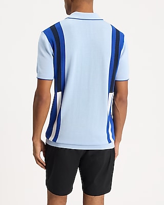 Side Striped Cotton-Blend Short Sleeve Sweater Polo