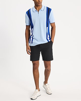 Side Striped Cotton-Blend Short Sleeve Sweater Polo