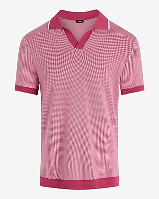 Tipped Cotton-Blend Johnny Collar Sweater Polo