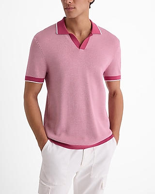 Tipped Cotton-Blend Johnny Collar Sweater Polo