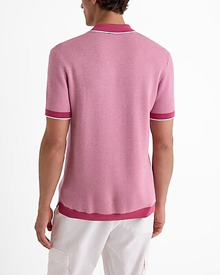 Tipped Cotton-Blend Johnny Collar Sweater Polo