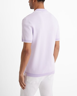 Tipped Cotton-Blend Johnny Collar Sweater Polo