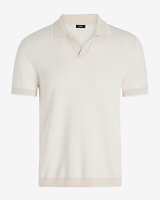 Tipped Cotton-Blend Johnny Collar Sweater Polo