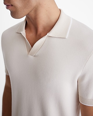 Tipped Cotton-Blend Johnny Collar Sweater Polo
