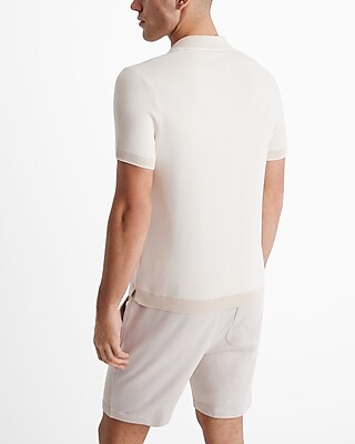Tipped Cotton-Blend Johnny Collar Sweater Polo