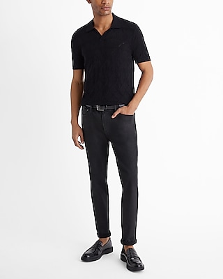 Diamond Pointelle Cotton-Blend Johnny Collar Sweater Polo