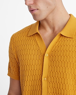 Textured Short Sleeve Sweater Polo