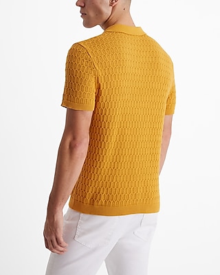 Textured Short Sleeve Sweater Polo