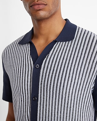 Striped Cotton Short Sleeve Sweater Polo