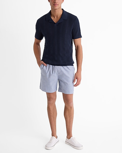 Open Cable Knit Cotton Short Sleeve Sweater Polo | Express Open Cable Knit Cotton Short Sleeve Sweater Polo | Express
