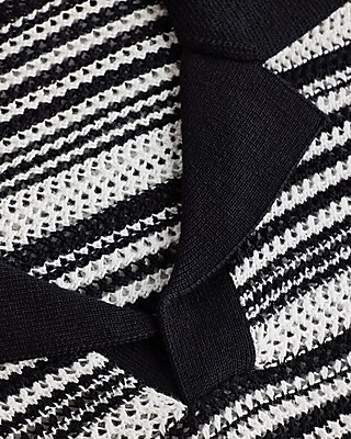 Striped Knit Linen-Blend Short Sleeve Sweater Polo