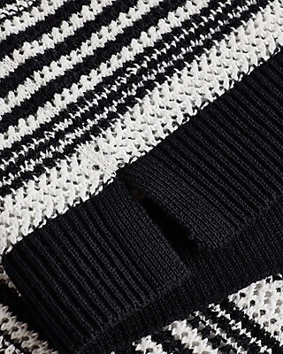 Striped Knit Linen-Blend Short Sleeve Sweater Polo