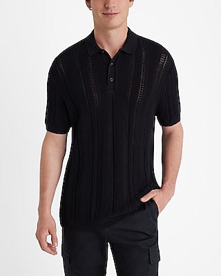 multi knit cotton-blend short sleeve sweater polo