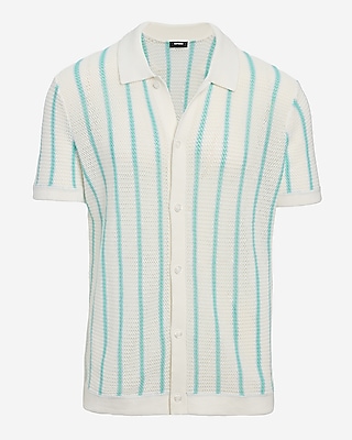 Textured Striped Short Sleeve Sweater Polo