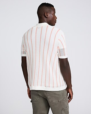 Textured Striped Short Sleeve Sweater Polo
