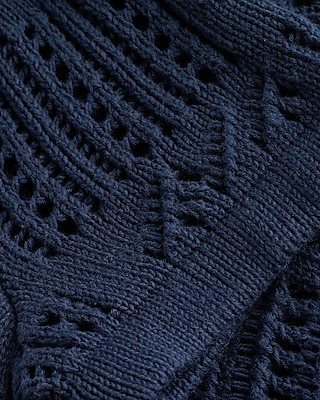 Geo Open Cable Knit Short Sleeve Sweater Polo
