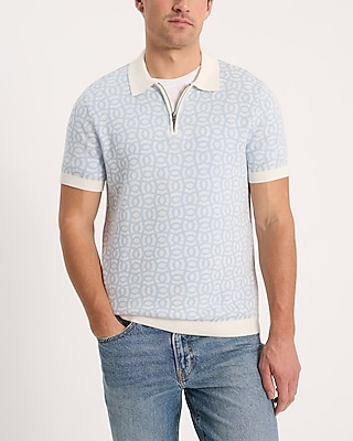 Geo Cotton Short Sleeve Sweater Polo