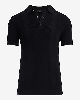 Textured Stripe Snap Button Sweater Polo