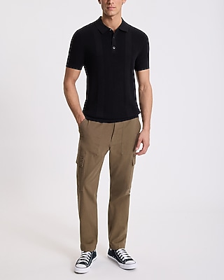 Textured Stripe Snap Button Sweater Polo