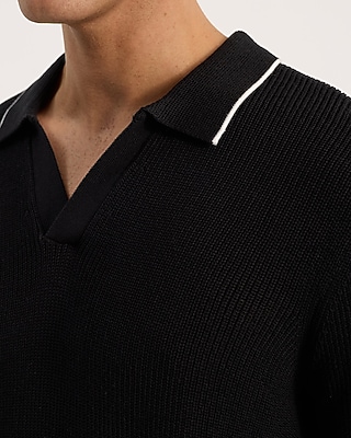 Tipped Johnny Collar Perfect Pima Cotton Sweater Polo