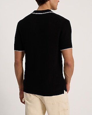 Tipped Johnny Collar Perfect Pima Cotton Sweater Polo