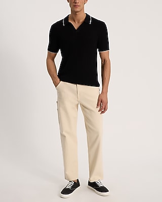 Tipped Johnny Collar Perfect Pima Cotton Sweater Polo