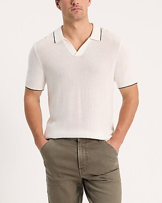 Tipped Johnny Collar Perfect Pima Cotton Sweater Polo