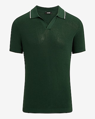 Tipped Johnny Collar Perfect Pima Cotton Sweater Polo