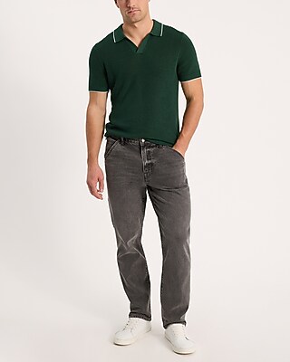 Tipped Johnny Collar Perfect Pima Cotton Sweater Polo