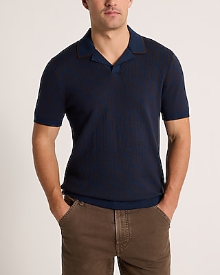 Broken Stripe Cotton Short Sleeve Sweater Polo