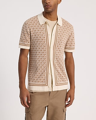 Geo Cotton Short Sleeve Sweater Polo