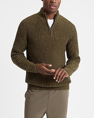 Ribbed Knit Quarter Zip Sweater