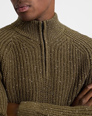 Ribbed Knit Quarter Zip Sweater