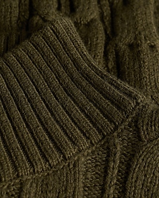 Cable Knit Cotton-Blend Turtleneck Sweater