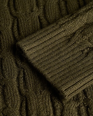 Cable Knit Cotton-Blend Turtleneck Sweater