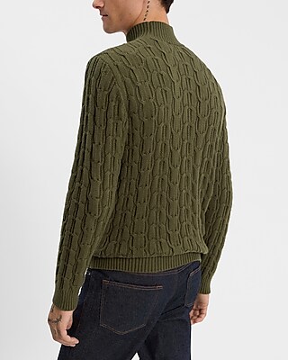 Cable Knit Cotton-Blend Turtleneck Sweater