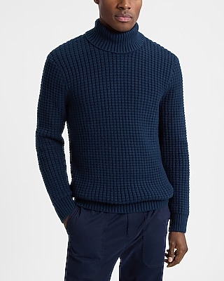 Waffle Knit Cotton-blend Turtleneck Sweater | Express