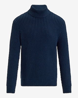 Waffle Knit Cotton-Blend Turtleneck Sweater