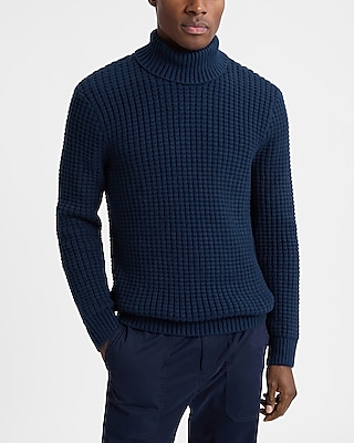 Waffle Knit Cotton-Blend Turtleneck Sweater