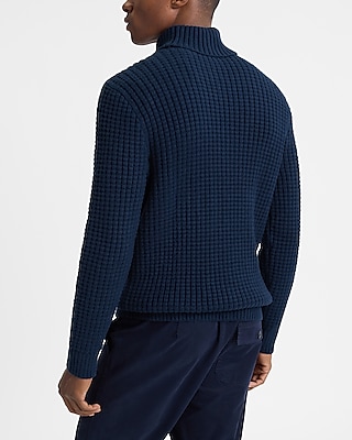 Waffle Knit Cotton-Blend Turtleneck Sweater