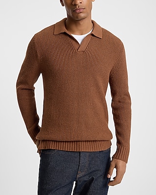 Waffle Knit Johnny Collar Sweater