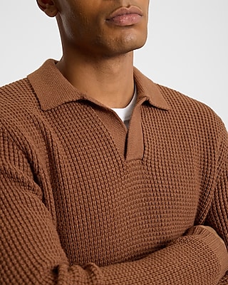 Waffle Knit Johnny Collar Sweater