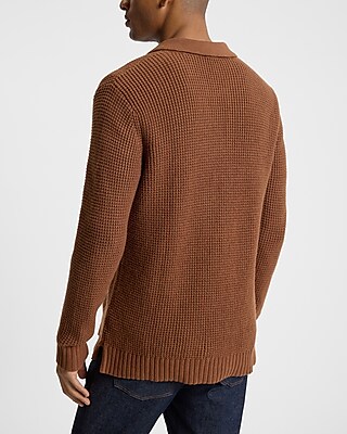 Waffle Knit Johnny Collar Sweater