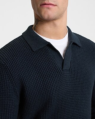 Waffle Knit Johnny Collar Sweater - image 2