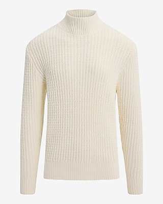 Vertical Cable Knit Mock Neck Sweater